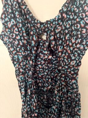 Volcom Black Jumpsuit with Teal and Coral Leopard Print